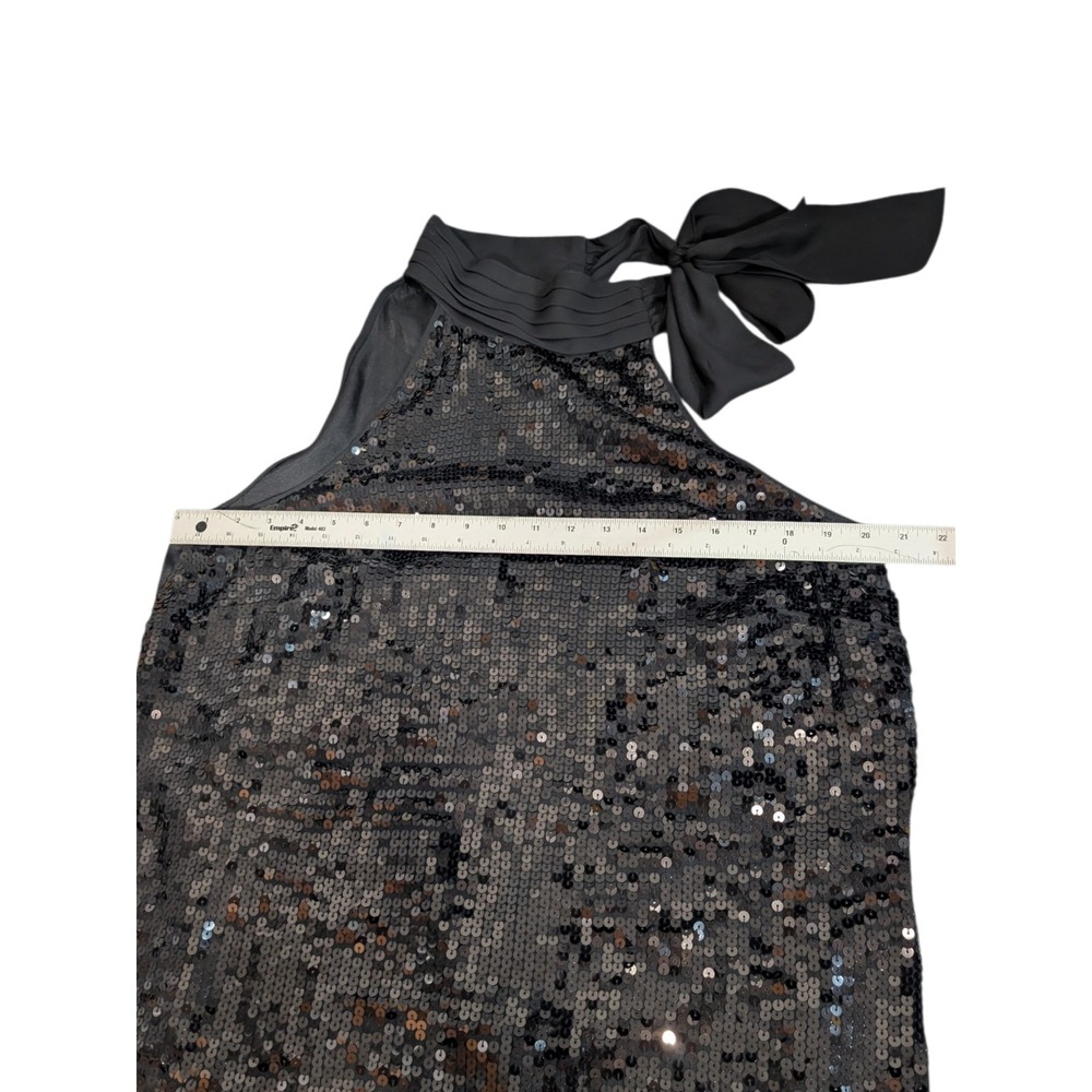 Lane Bryant Black Sequin Halter Top Bow Neck Sleeveless Blouse Plus Size 18 - Picture 6 of 8